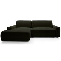 ECKSOFA Baleo Olivgrün Chenille-Bezug - Schwarz/Olivgrün, Kunststoff/Textil (264/162cm) - Selsey