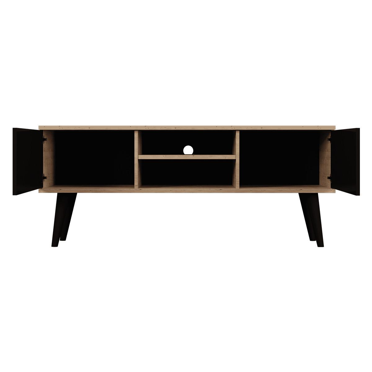 TV-MÖBEL Toronto Schwarz und Holz - Schwarz/Braun, Holzwerkstoff (120/35/55cm) - Petits-meubles