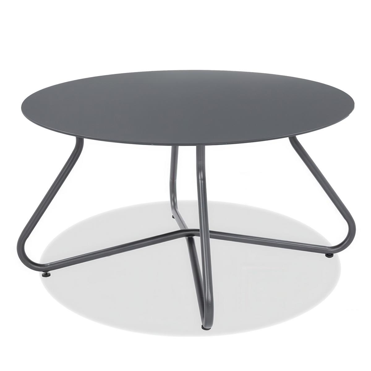GARTENSET Solaro , aus Metall, 2 Sessel + 2-Sitzer Sofa + Couchtisch, Dunkelgrau - Dunkelgrau, Metall - Beautysofa