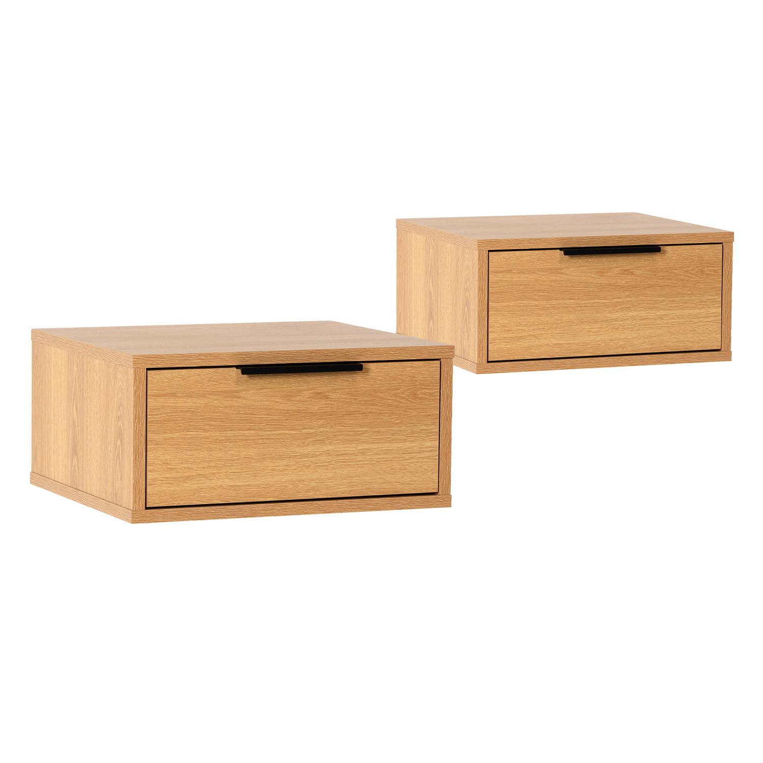 2ER-SET SCHWEBENDER NACHTTISCH Eichenfarbe - Honigeiche, Holzwerkstoff (40/19/35cm) - VS Venta-stock