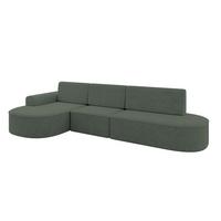 ECKSOFA mit Schlaffunktion Ottomane Links MARI L2-S 368X167X85 Grün Velours - Schwarz/Hellgrün, Holzwerkstoff/Kunststoff (368/167cm) - ALTDECOR
