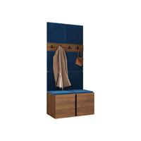 GARDEROBEN-SET Orion IV - Blau/Nussbaumfarben, Holzwerkstoff/Kunststoff (84/186/46cm) - MIRJAN24