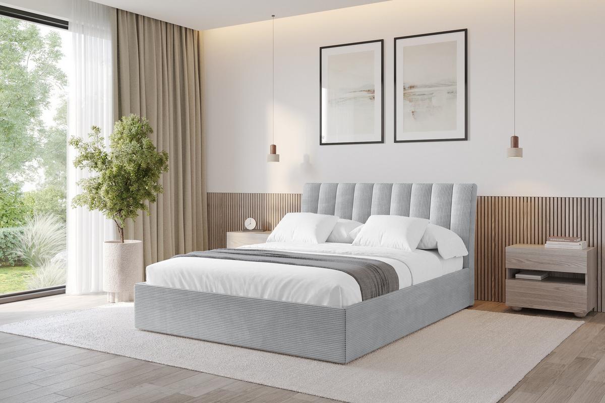 POLSTERBETT mit Bettkasten und Lattenrost, Boxbett ohne Matratze - ILAN 160x200 Grau - Alufarben, Holzwerkstoff/Textil (160/200cm) - ALTDECOR