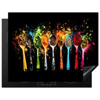 HERDABDECKPLATTE Löffel - Gewürze - Modern - Graffiti - Farbe - Farbenfroh Induktionsmatte 77x59 cm - Multicolor, Kunststoff (77/59/0.2cm) - MuchoWow
