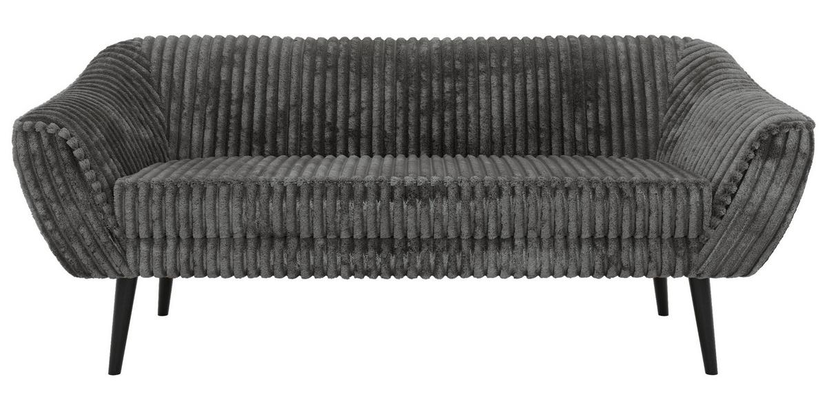 3-SITZER-SOFA PIRS - Grau Cord - Schwarze Beine - Schwarz/Grau, Holzwerkstoff/Textil (180/75/74cm) - MKS