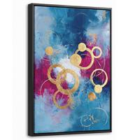 LEINWAND Bilder mit Rahmen - Kreise - Gold - Abstrakt - 40x60 - Blau, Textil (40/60cm) - MuchoWow