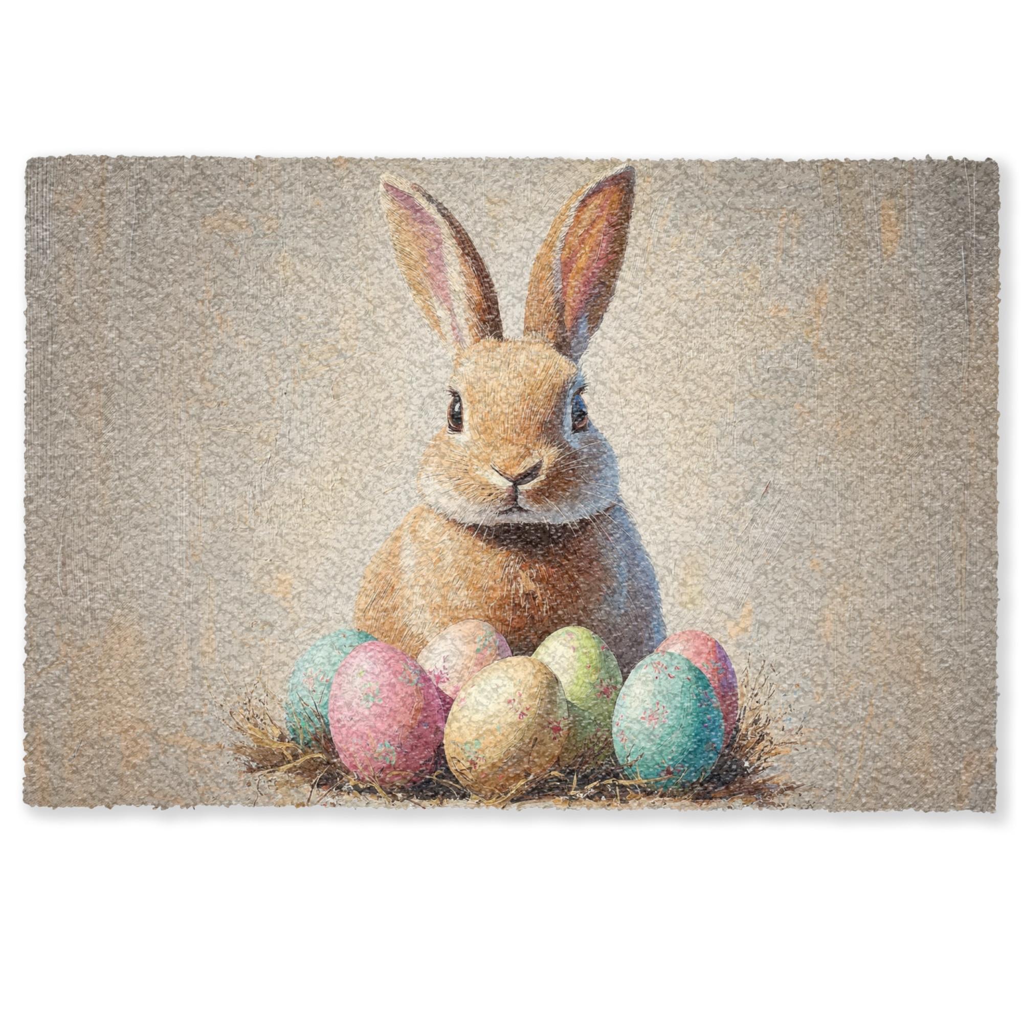 FUSSMATTE Osterhase - Pastell - Eier Schmutzmatte 60x40 cm - Beige/Multicolor, Kunststoff (40/60cm) - MuchoWow