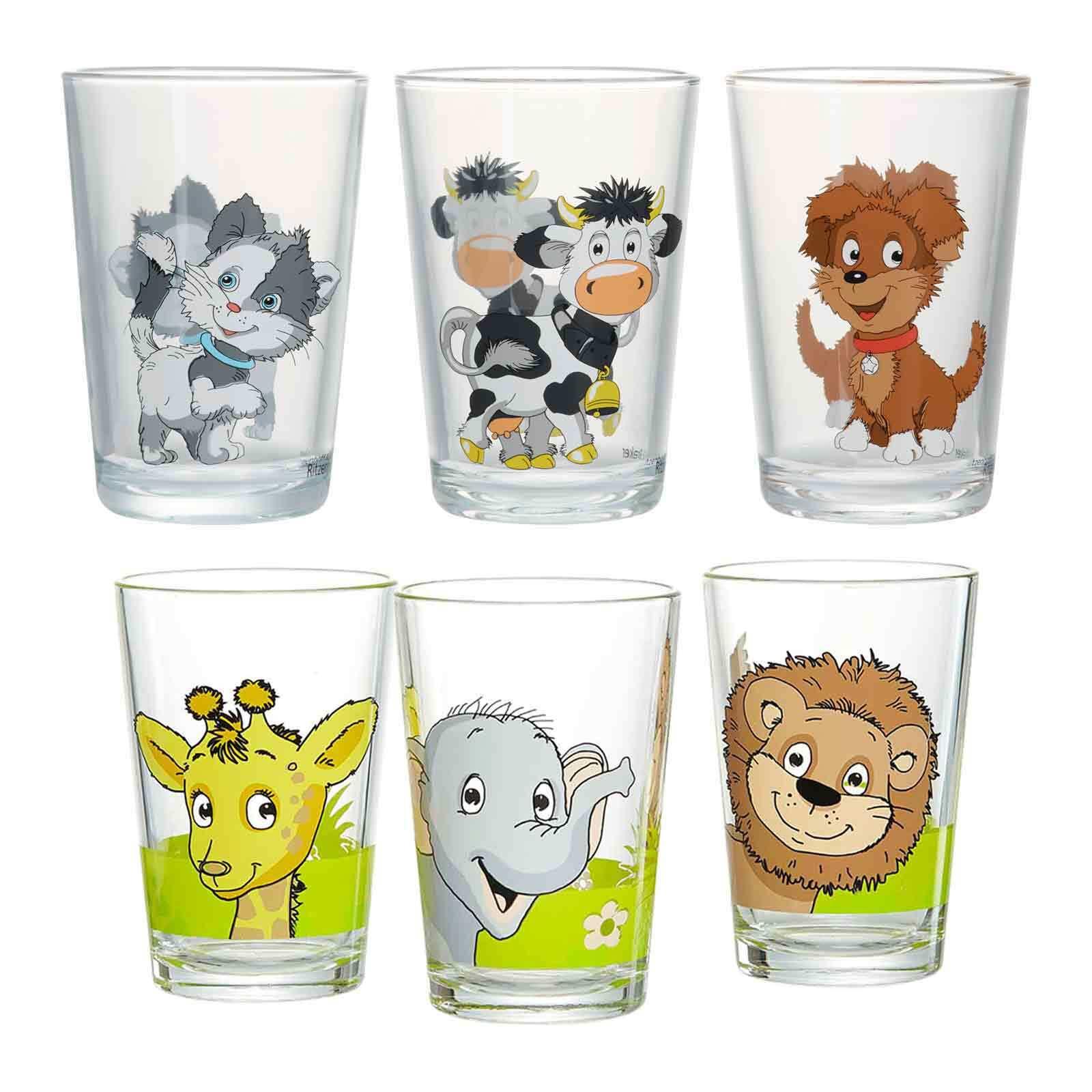 KINDERGLÄSER Hof- und Dschungeltiere bunt 205 ml 6-tlg. - Multicolor, Glas (0.205L) - Ritzenhoff Breker