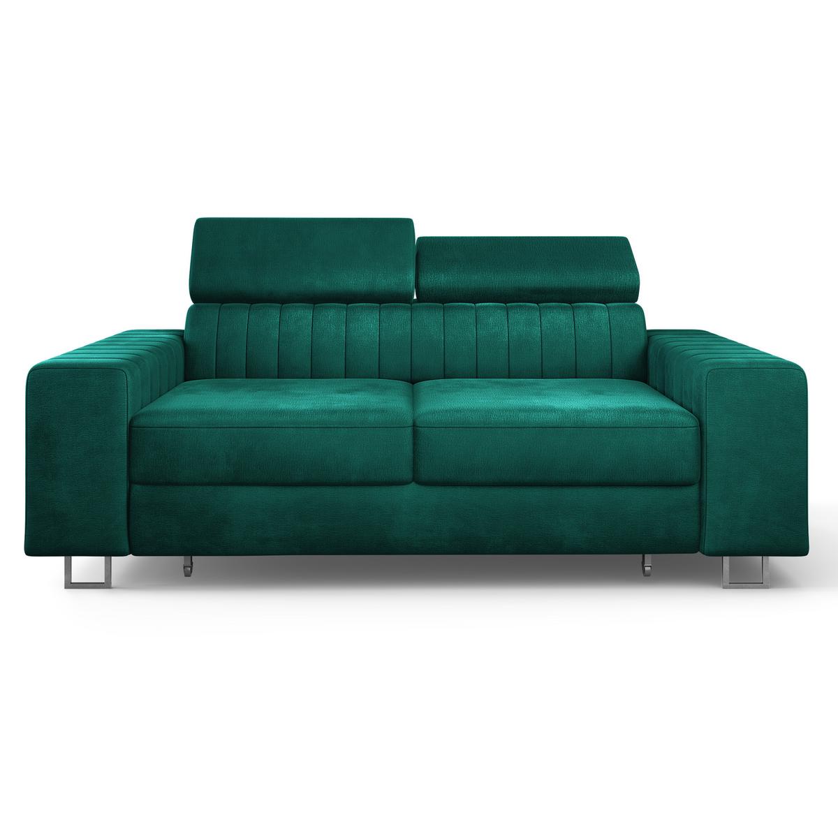 BETTSOFA SOLAN Grün Velours-Stoff mit Schlaffunktion - Grün, Holz/Textil (194/88/90cm) - MASSENO