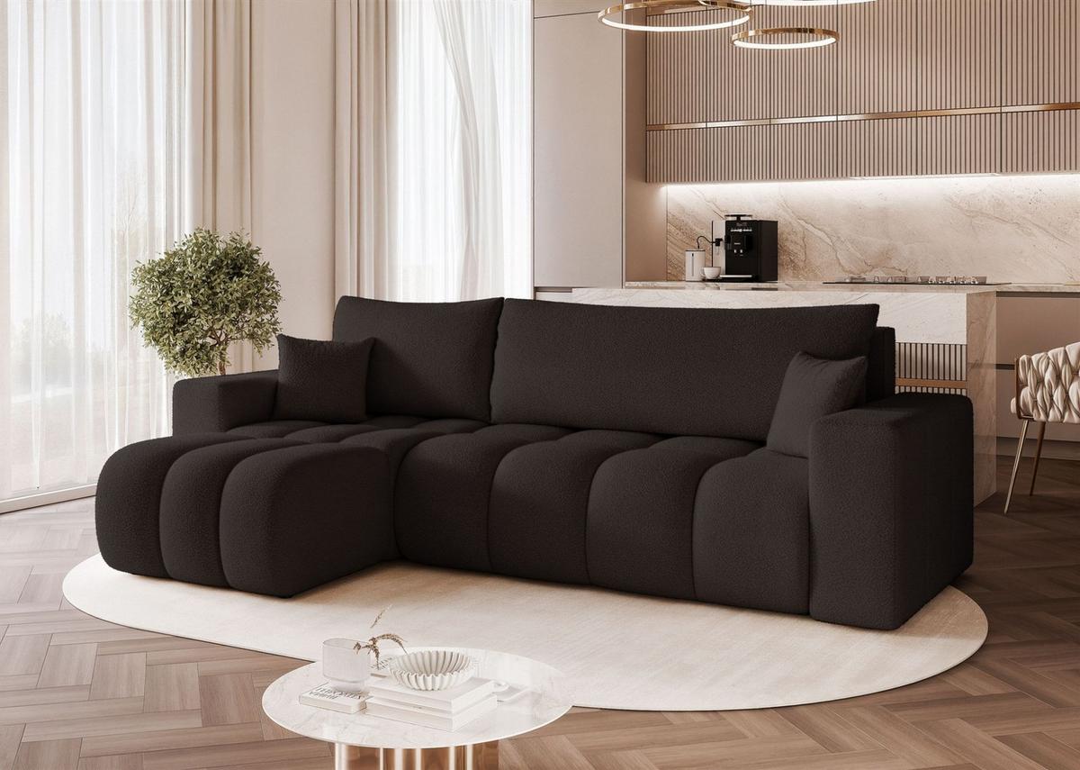 ECKSOFA Anabel Mit Schlaffunktion - Schwarz, Holzwerkstoff/Textil (248/145cm) - Fun Möbel