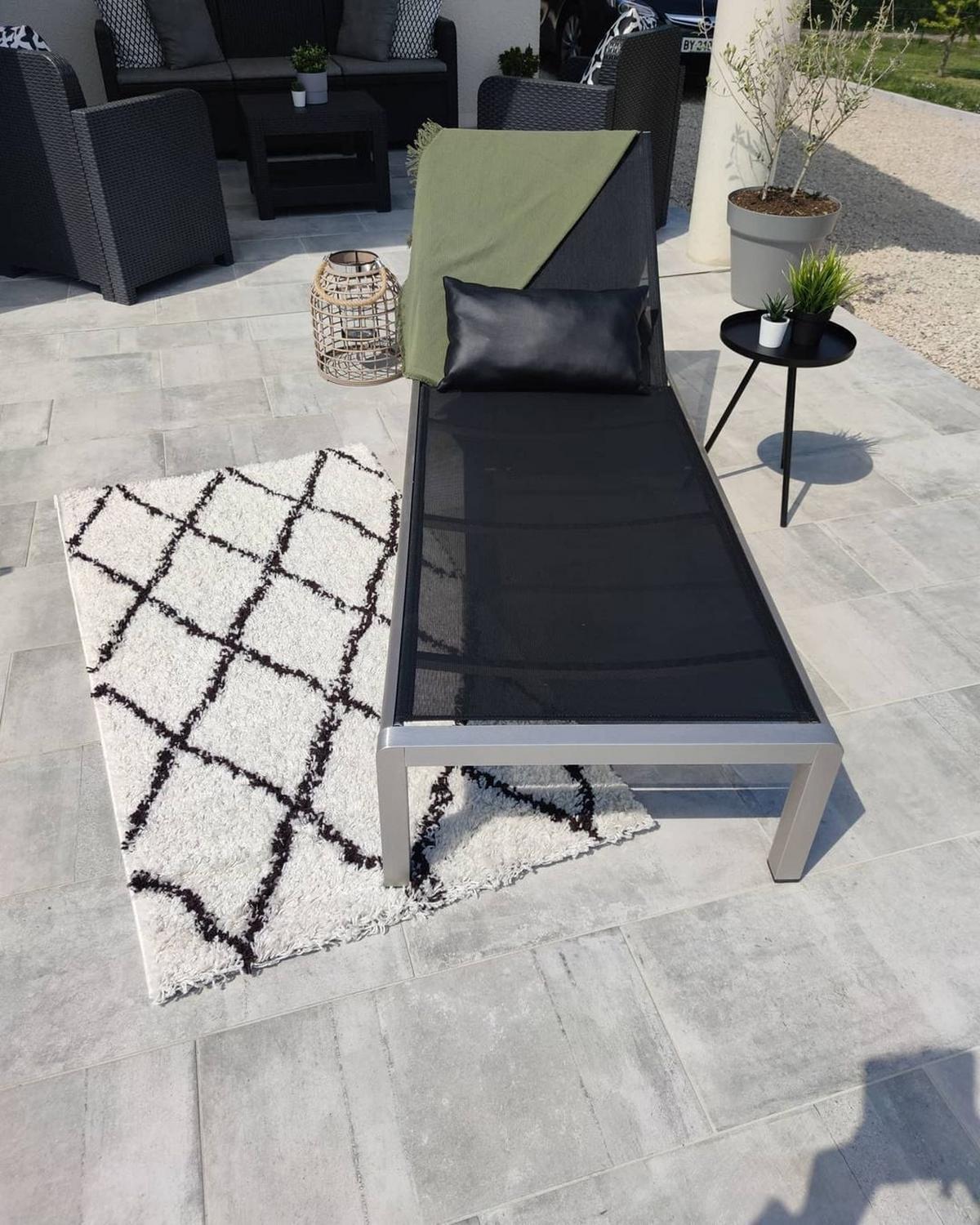 GARTENLIEGE schwarz Fossato - Schwarz, Metall (64/93/198cm) - Beliani