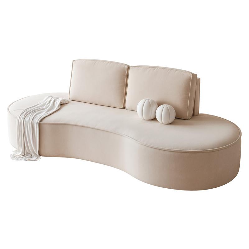 2-SITZER-SOFA SOFIA Veloursstoff in Beige - Beige/Schwarz, Kunststoff/Textil (234/88/101cm) - Idohome