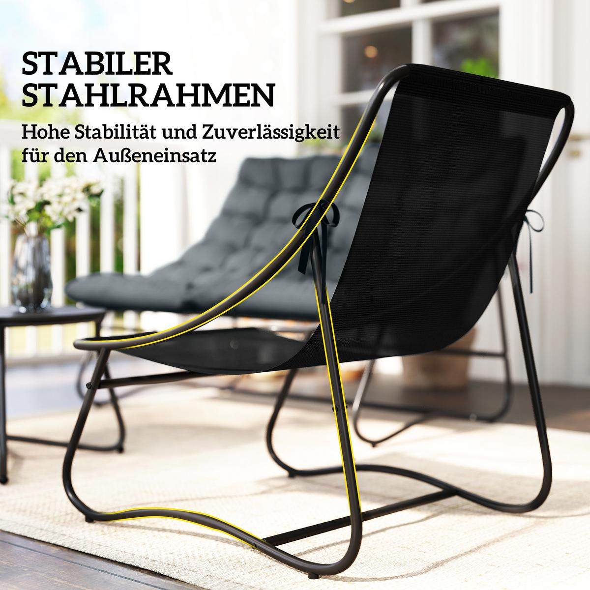 GARTENMÖBEL-SET 4 Personen Grau - Grau, Metall - Outsunny