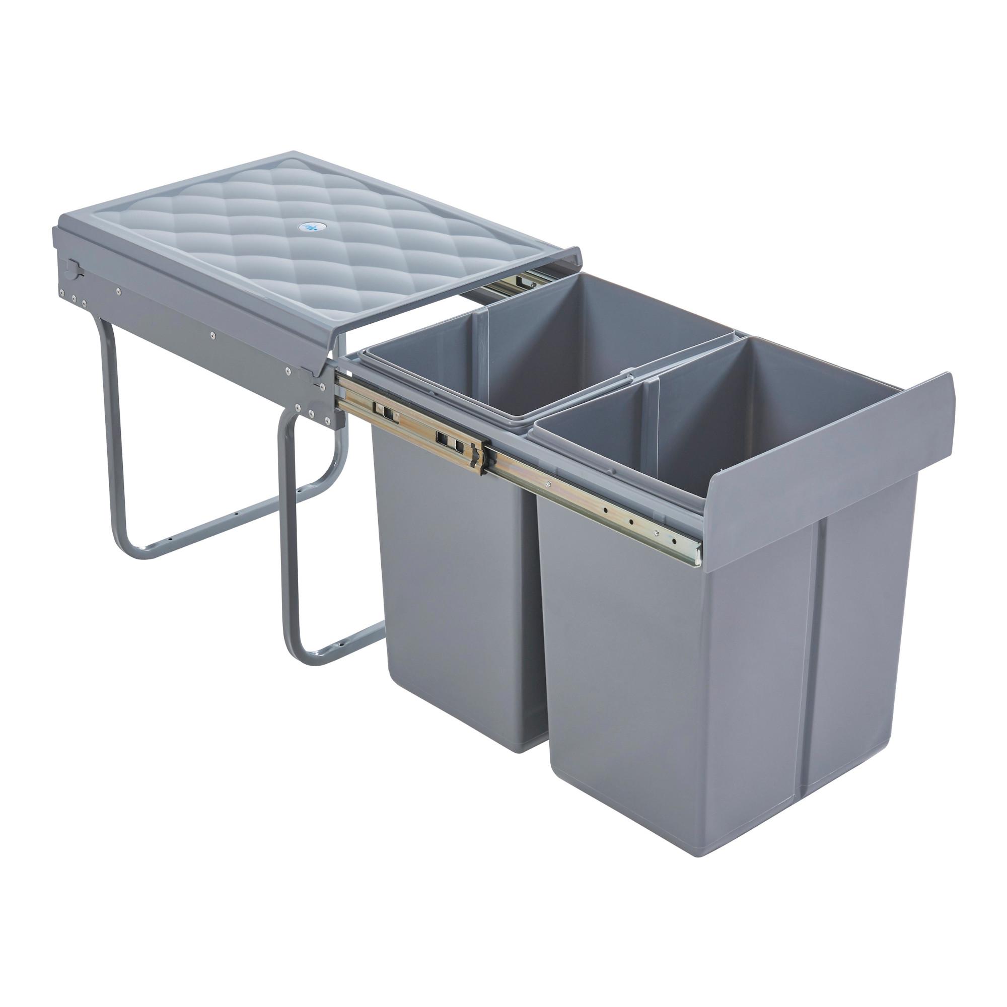 EINBAU-MÜLLEIMER Froland - Grau, Kunststoff/Metall (48/42/34cm) - [en.casa]