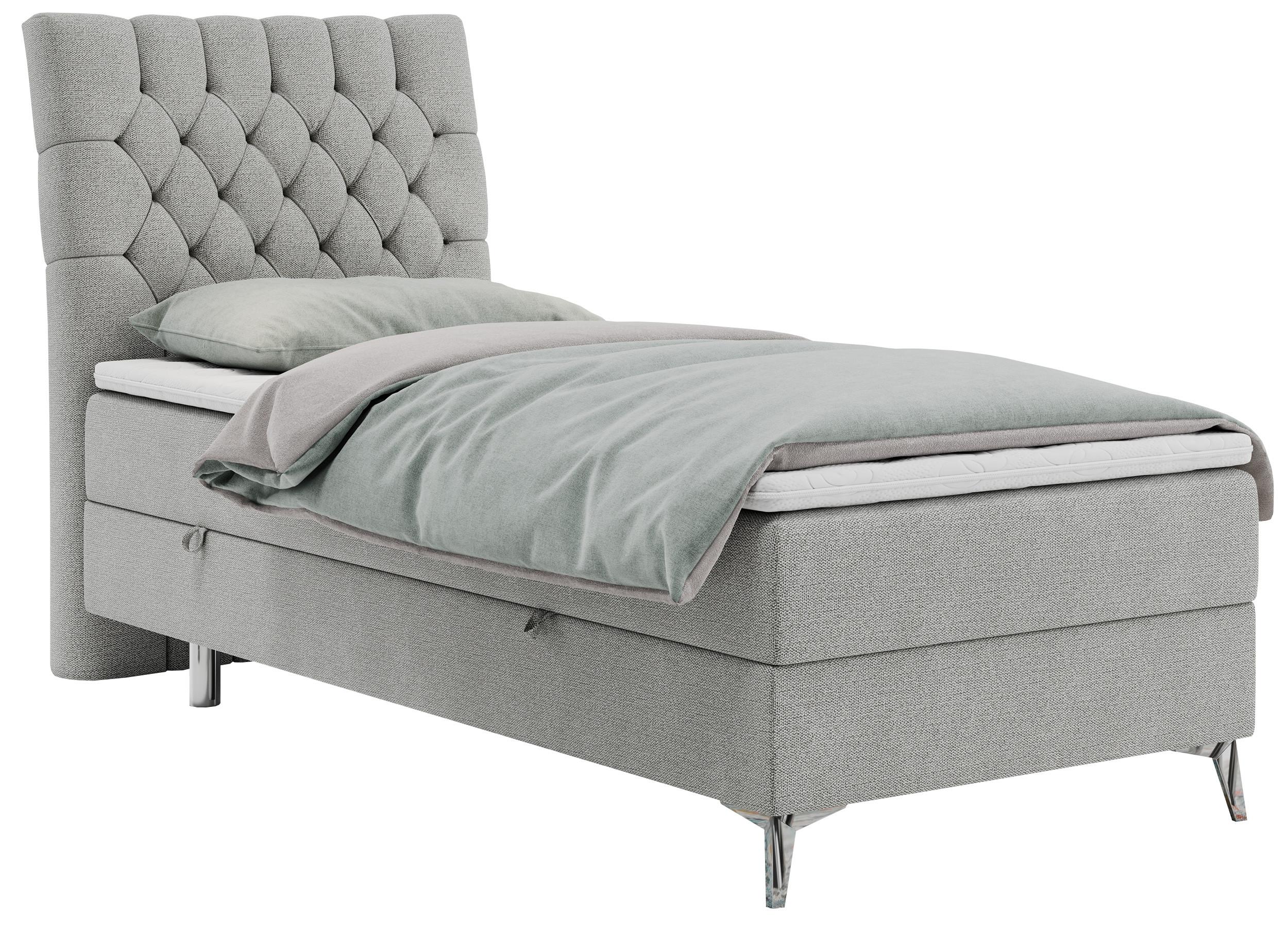 BOXBETT MILEN 90/200 Hellgrau Struktur - H4 - Links Seite - Hellgrau, Holz/Textil (90/200cm) - MKS