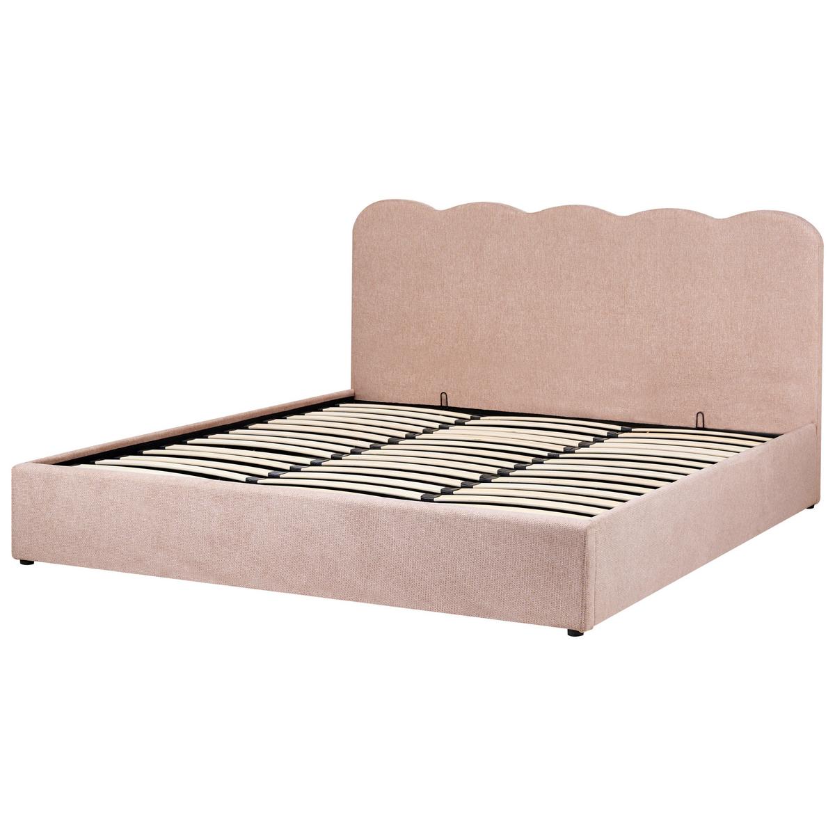 BETT mit Stauraum 180/200 Stoff Pastellrosa Nanterre - Pink, Textil (180/200cm) - Beliani
