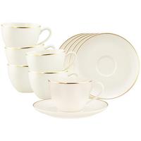 KAFFEETASSEN MIT UNTERTASSEN Savona Goldlinie creme 270 ml 6er Set - Creme, Keramik (16/8.3/16cm) - Seltmann Weiden