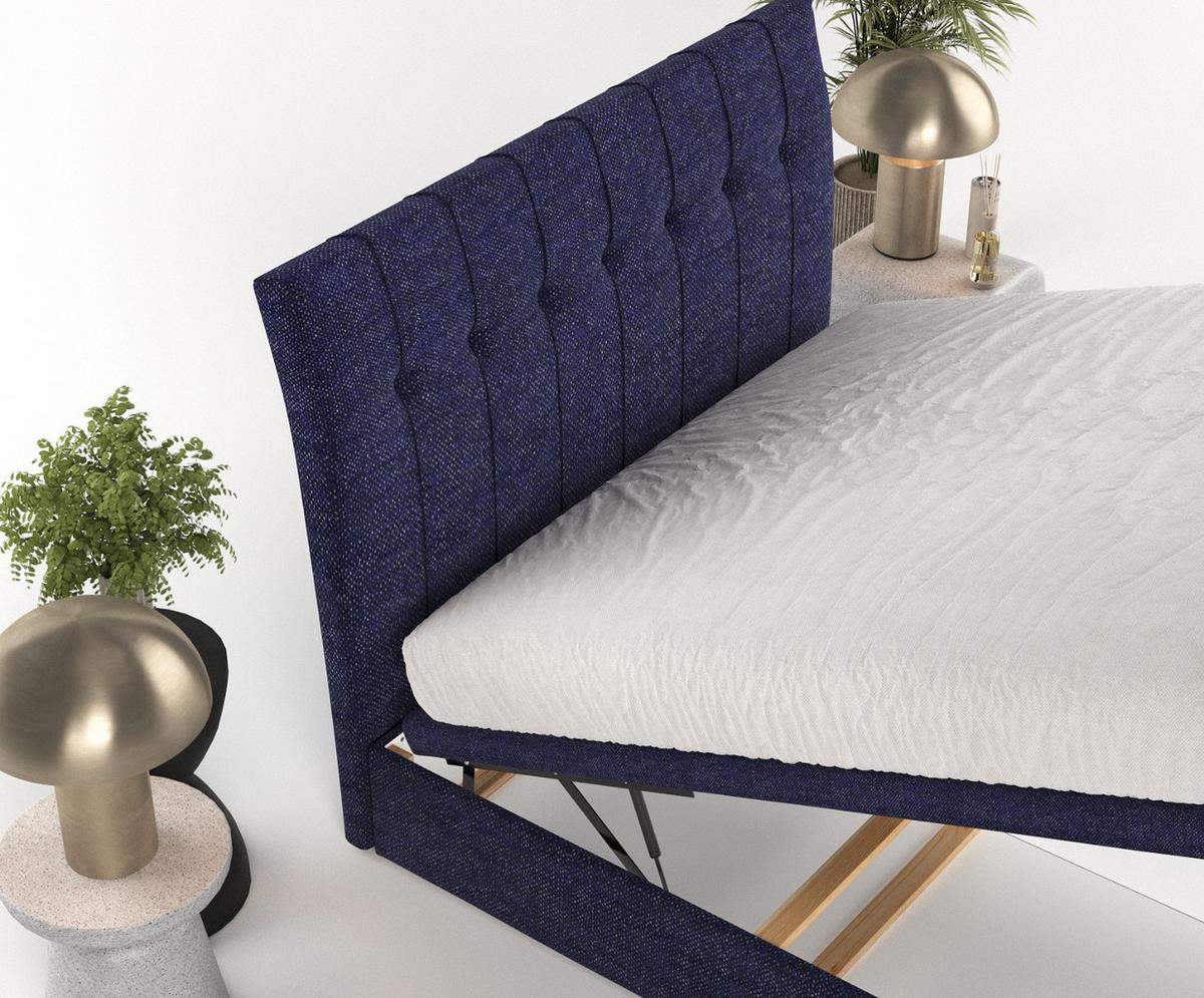 POLSTERBETT Kelsea mit Stauraum 120/200 cm Marineblau im Alta Stoff - Schwarz/Dunkelblau, Holz/Holzwerkstoff (120/200cm) - AltaBeds