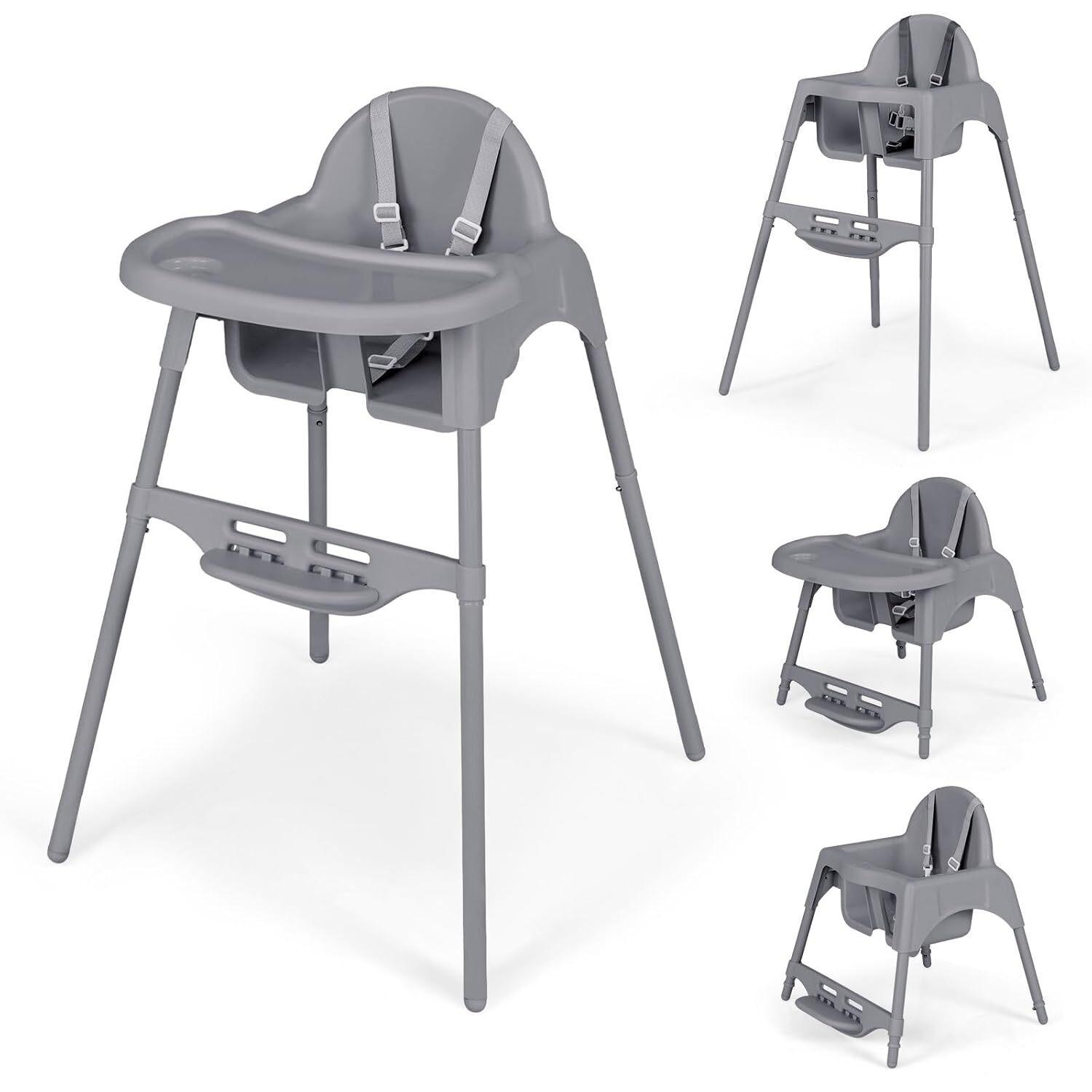 BABYHOCHSTUHL Grau - Grau, Kunststoff (66/87/61.5cm) - COSTWAY