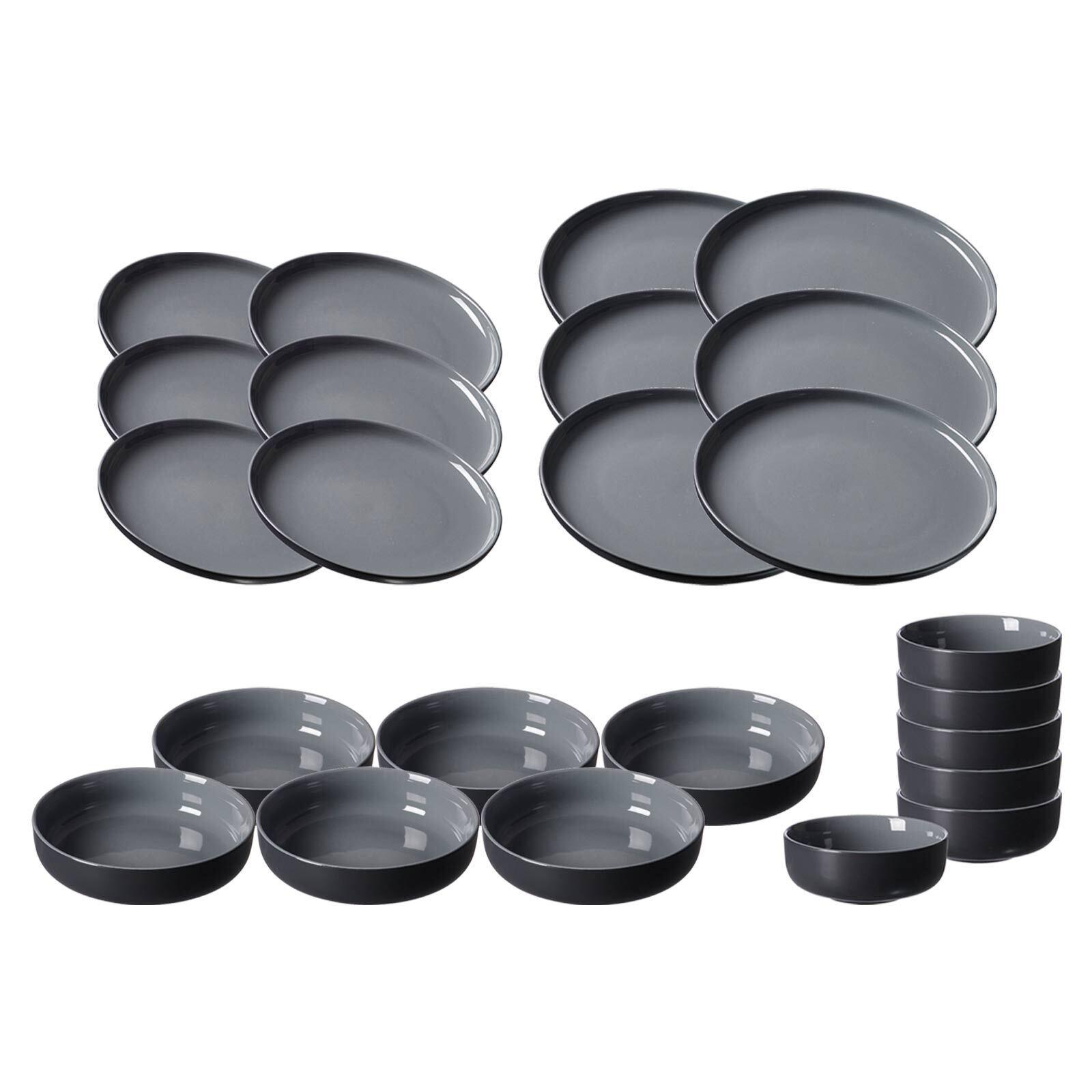 TELLER UND SCHALENSET Jasper schwarz 24er Set - Schwarz, Keramik (2/2/2cm) - Ritzenhoff Breker