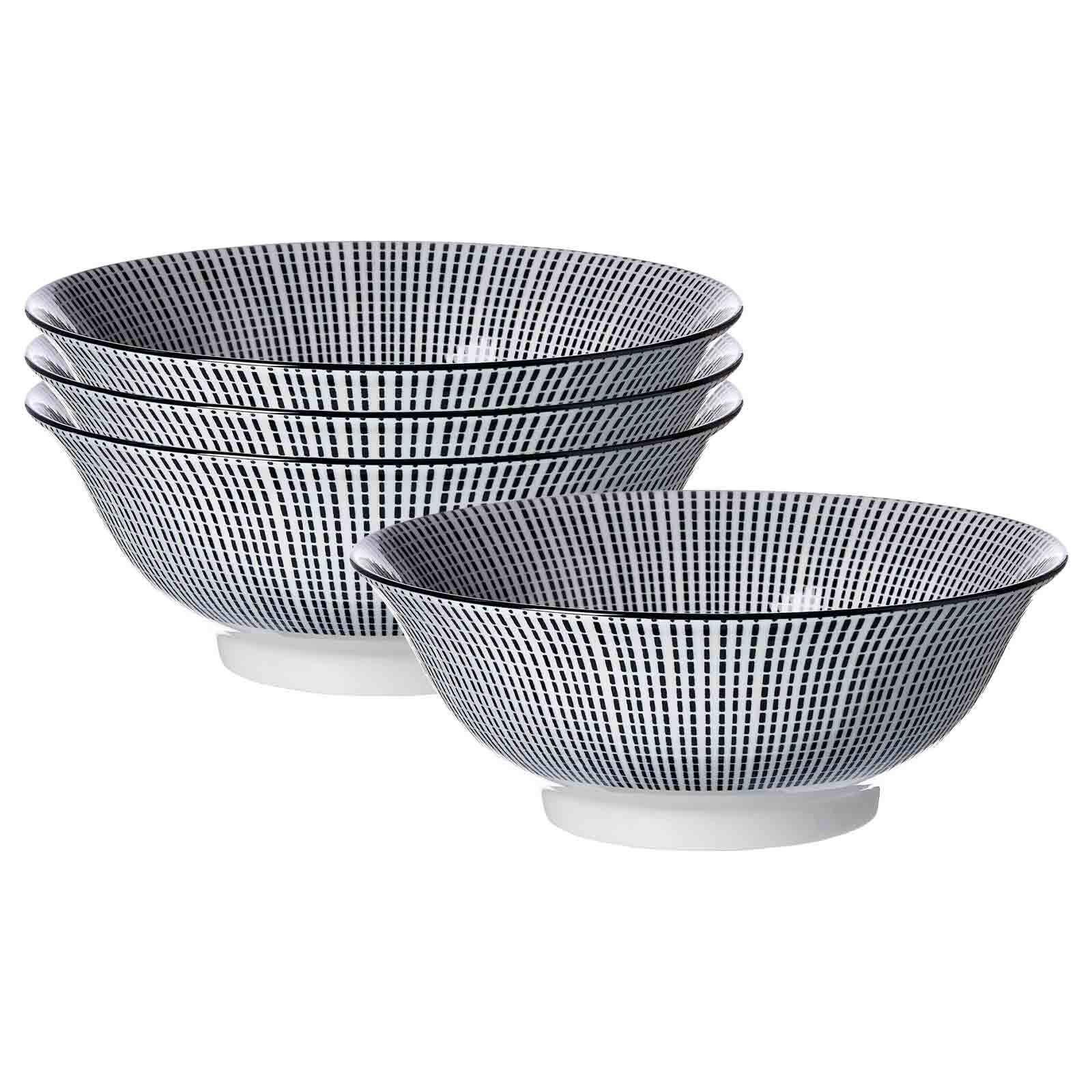 SERVIERSCHALEN Takeo Stripes schwarz-weiß ø 21 cm 4er Set - Schwarz/Weiß, Keramik (21/8/21cm) - Ritzenhoff Breker