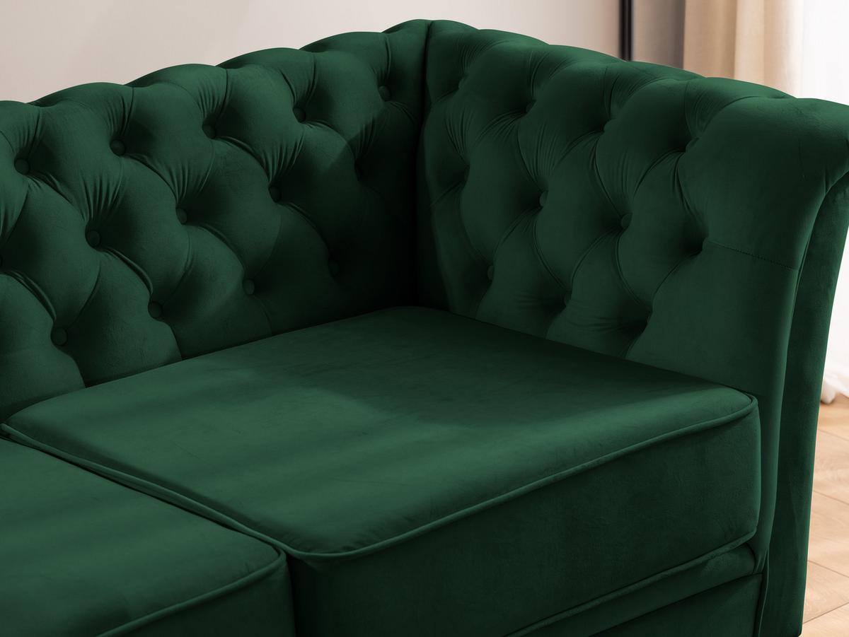 CHESTERFIELD-SOFA 2-sitzer Whitby Flaschengrün Samt mit schwarzen Füßen - Dunkelgrün/Schwarz, Holz/Textil (175/78/82cm) - S-Style Möbel