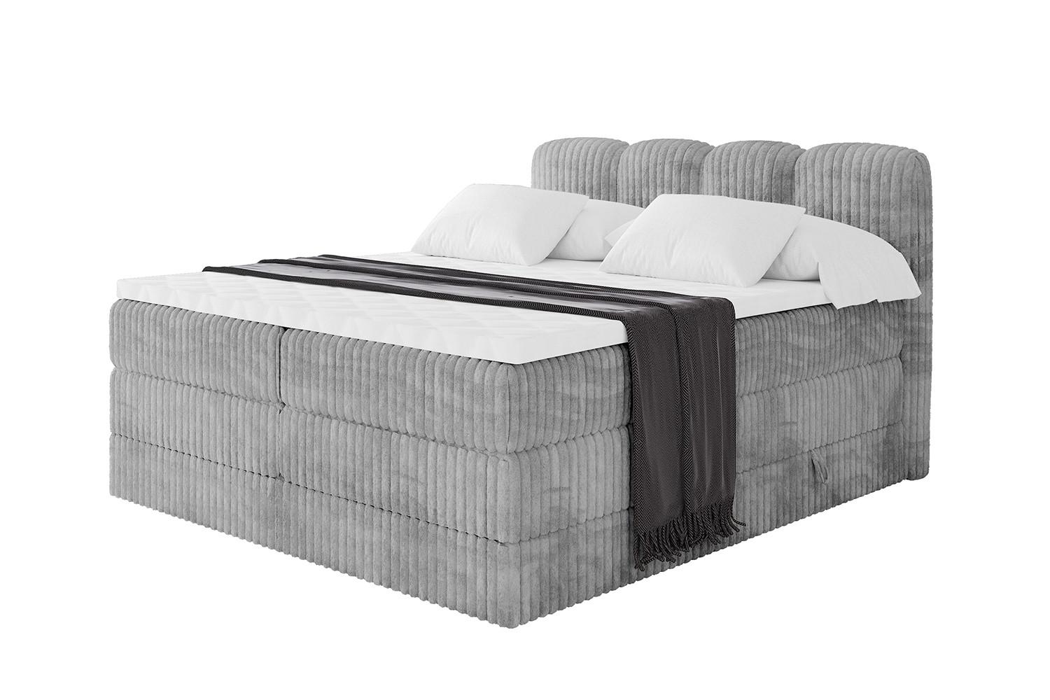 BOXBETT mit Matratze H3|H4 - NINA KING - 140x200 cm - Hellgrau - Hellgrau, Holzwerkstoff (140/200cm) - ALTDECOR
