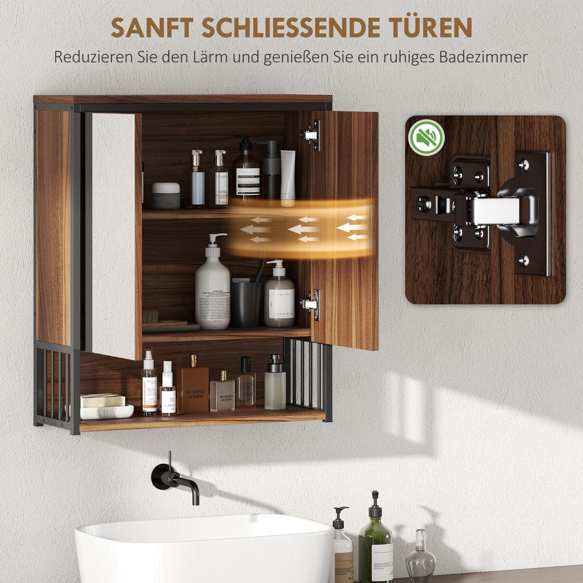 SPIEGELSCHRANK MDF Spanplatte Braun - Braun, Holzwerkstoff (56/65/20cm) - HOMCOM