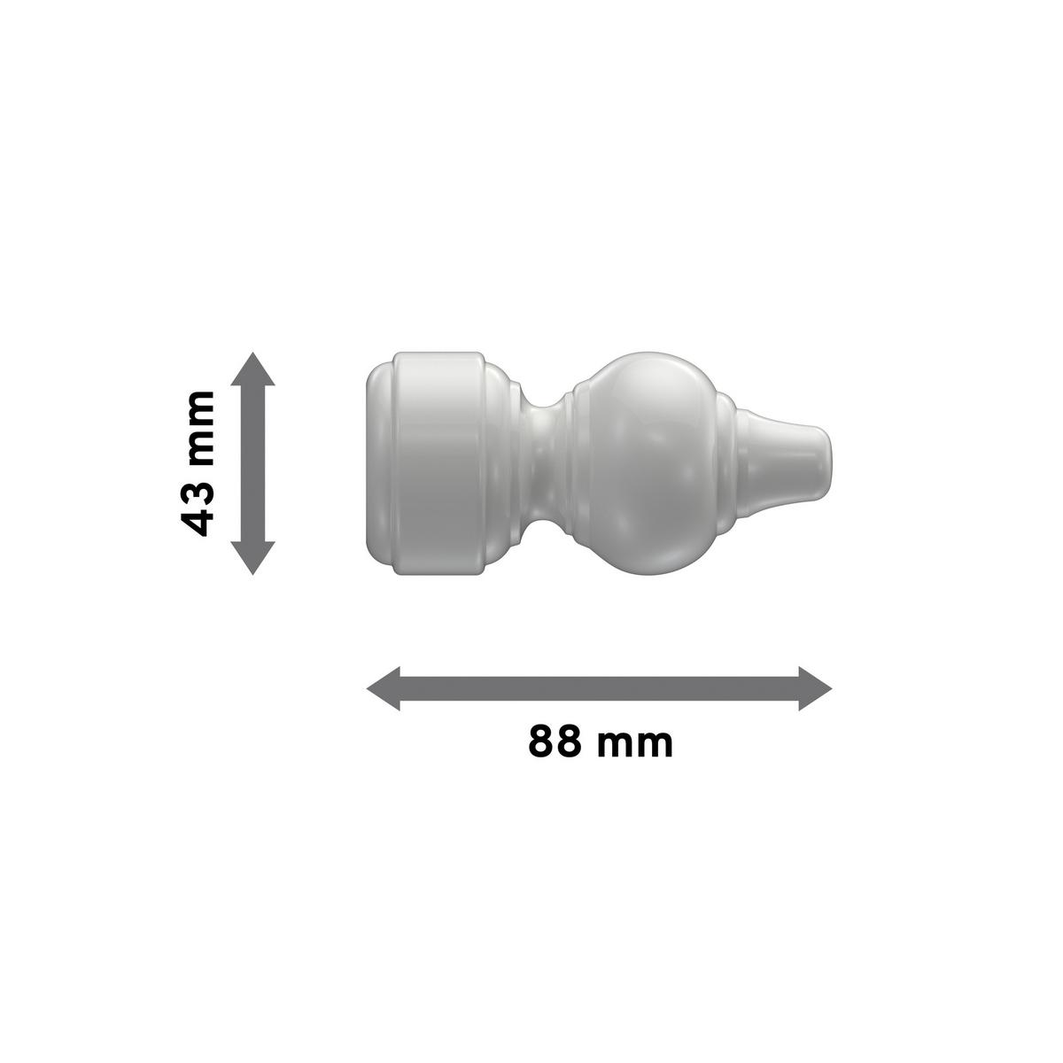 ENDSTÜCKE FÜR GARDINENSTANGEN 28 mm Ø, Rondo Weiß, Packung 2 Stück - Weiß, Kunststoff (8.8/4.3/4.3cm) - INTERDECO