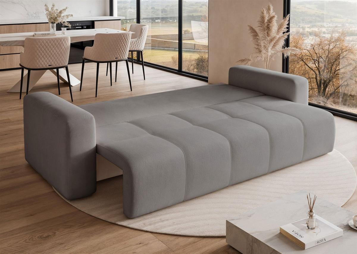 SCHLAFSOFA Leros - Grau, Holzwerkstoff/Textil (244/79/93cm) - Fun Möbel