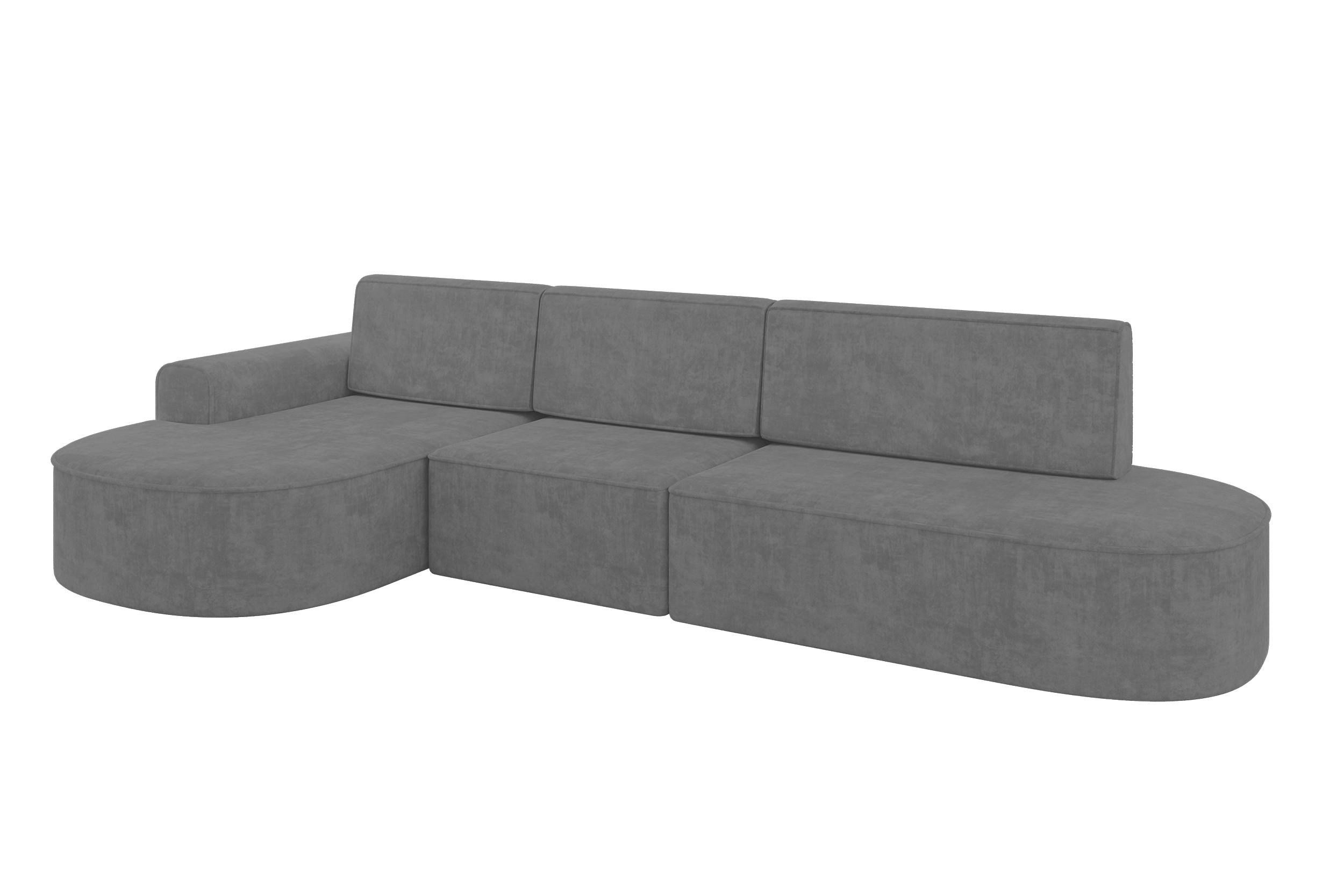 ECKSOFA mit Schlaffunktion Ottomane Links MARI L2-S 368X167X85 Grau Velours - Anthrazit/Schwarz, Holzwerkstoff/Kunststoff (368/167cm) - ALTDECOR