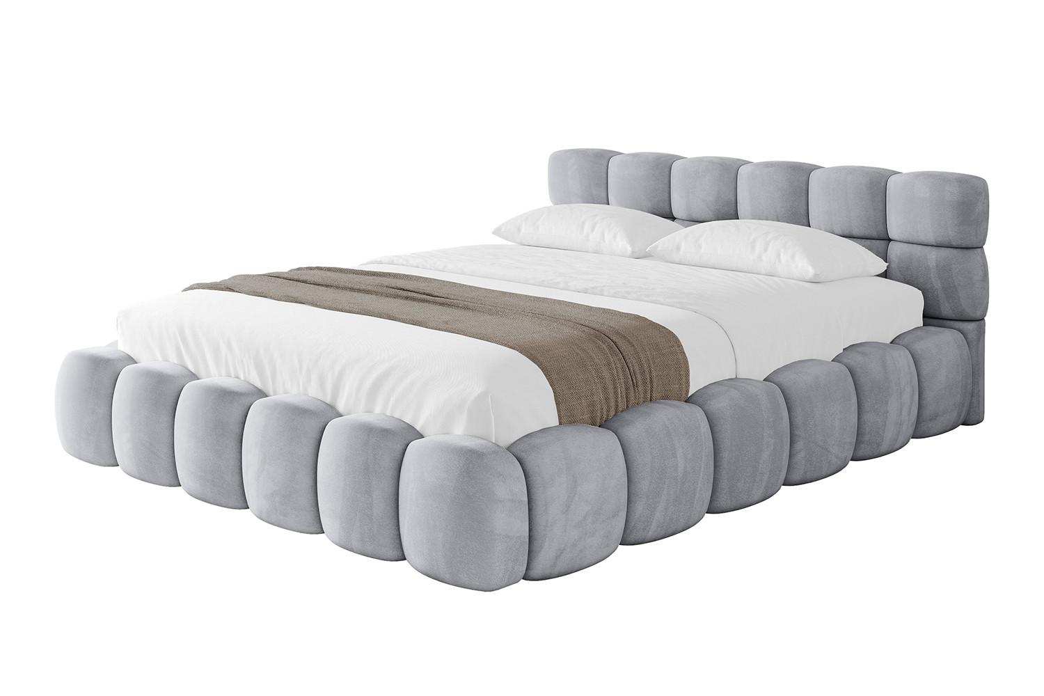 POLSTERBETT mit Bettkasten und Lattenrost, Bett mit Matratze H3/H4 - LEYA-v1 160x200 Hellgrau - Hellgrau, Holzwerkstoff/Textil (160/200cm) - ALTDECOR