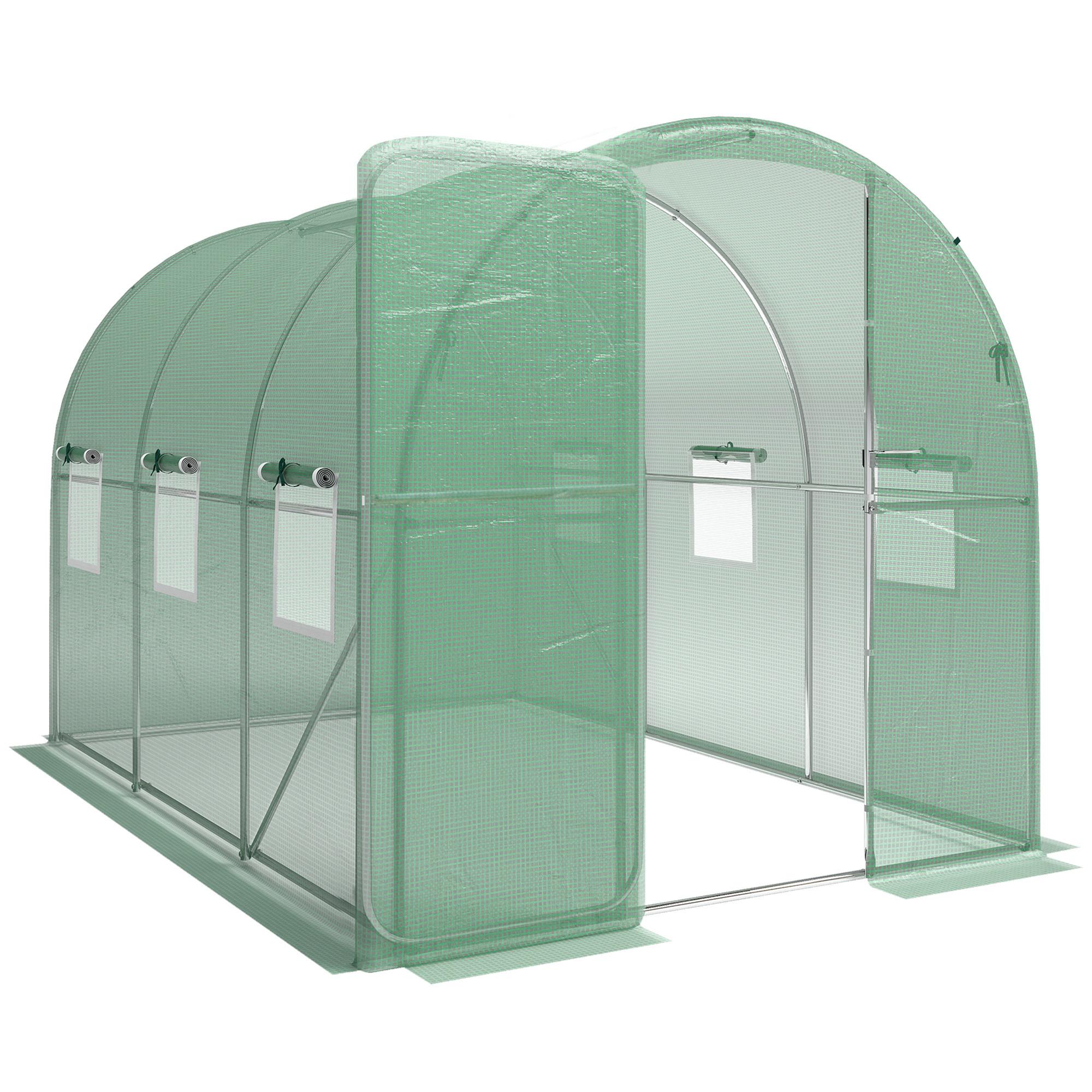 GEWÄCHSHAUS 3 x 2 x 2 m Foliengewächshaus mit Abschließbar Anschlag-Tür - Grün, Kunststoff (200/200/300cm) - Outsunny