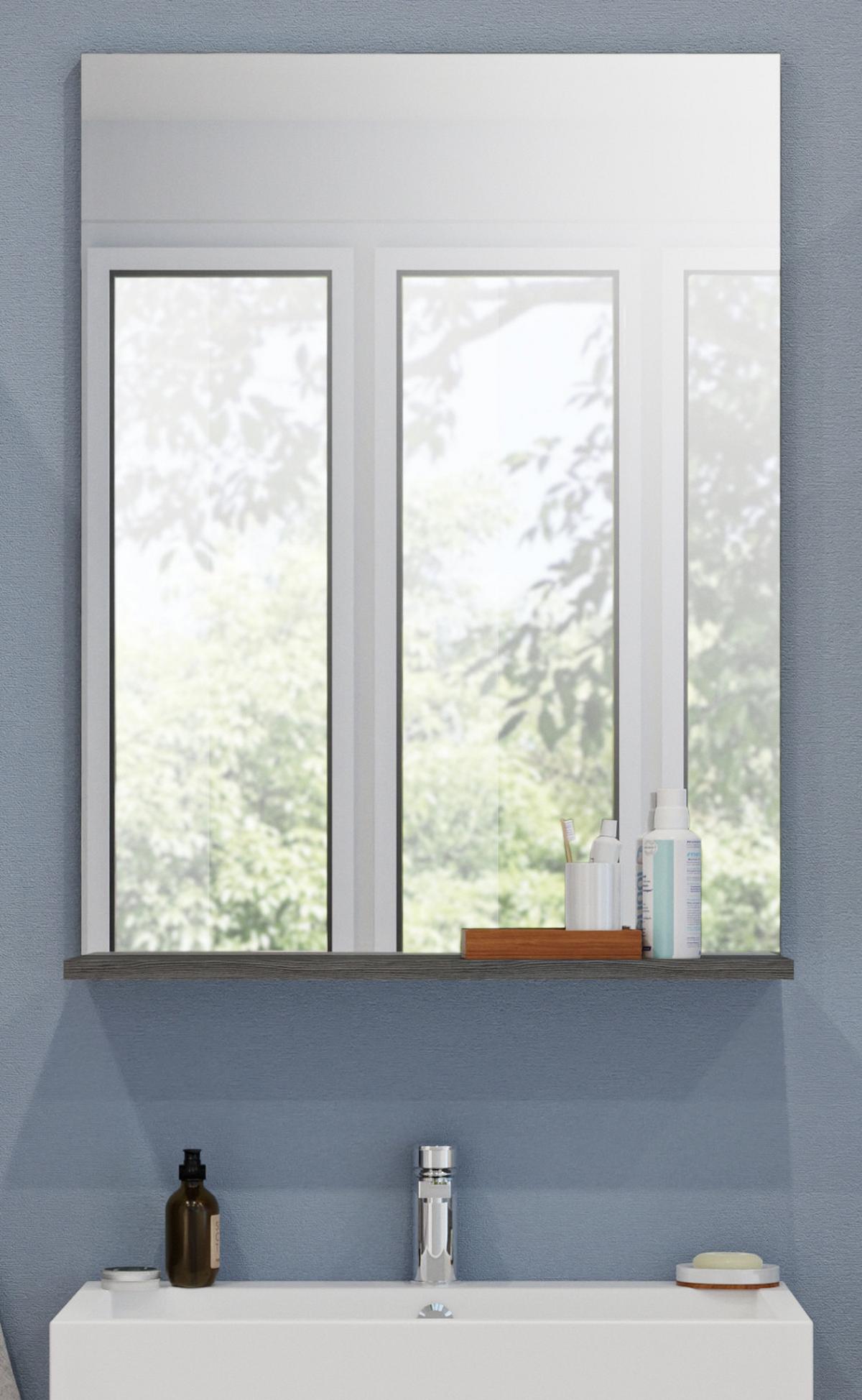 SPIEGEL grau 60/79 cm mit Ablage, Badezimmerspiegel - Grau, Holzwerkstoff (60/79/18cm) - Inn.Furn