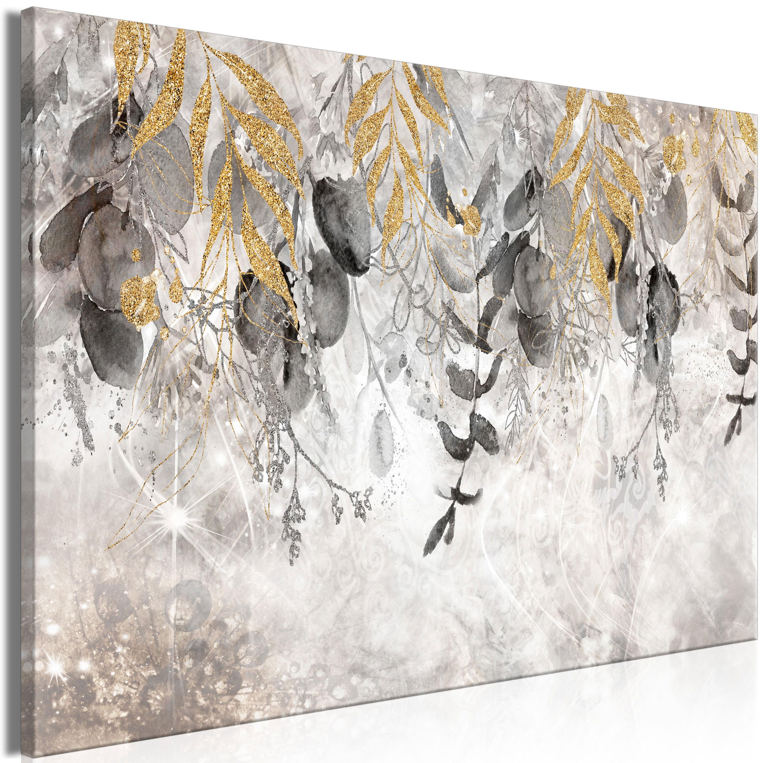 KUNSTDRUCK Schwarz-Weiß 60/40 cm - Goldfarben/Schwarz, Textil (60/40cm) - KUNSTLOFT