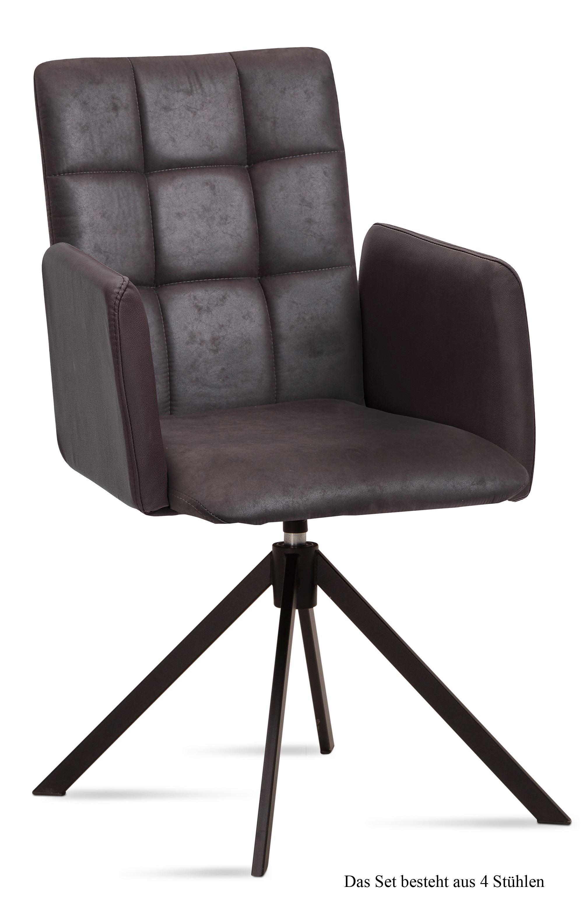 ARMLEHNSTUHL drehbar (4er-Set) Deeann 52x91x60 Schwarz/Espresso - Dunkelbraun/Schwarz, Kunststoff (60/91/52cm) - 58aufmkessel
