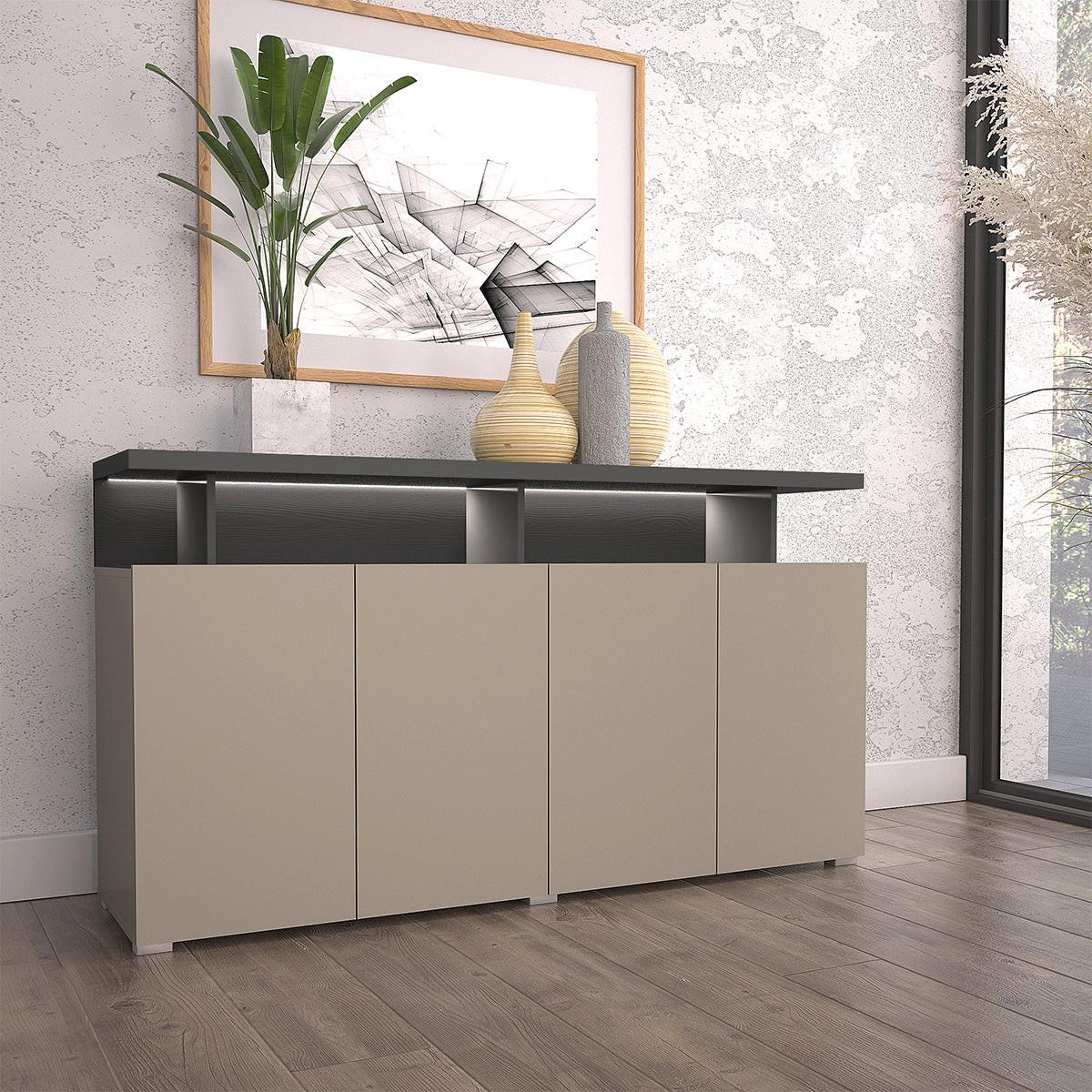 SIDEBOARD Opio Taupe und Anthrazit - Taupe, Holzwerkstoff (152.5/84/40cm) - Petits-meubles