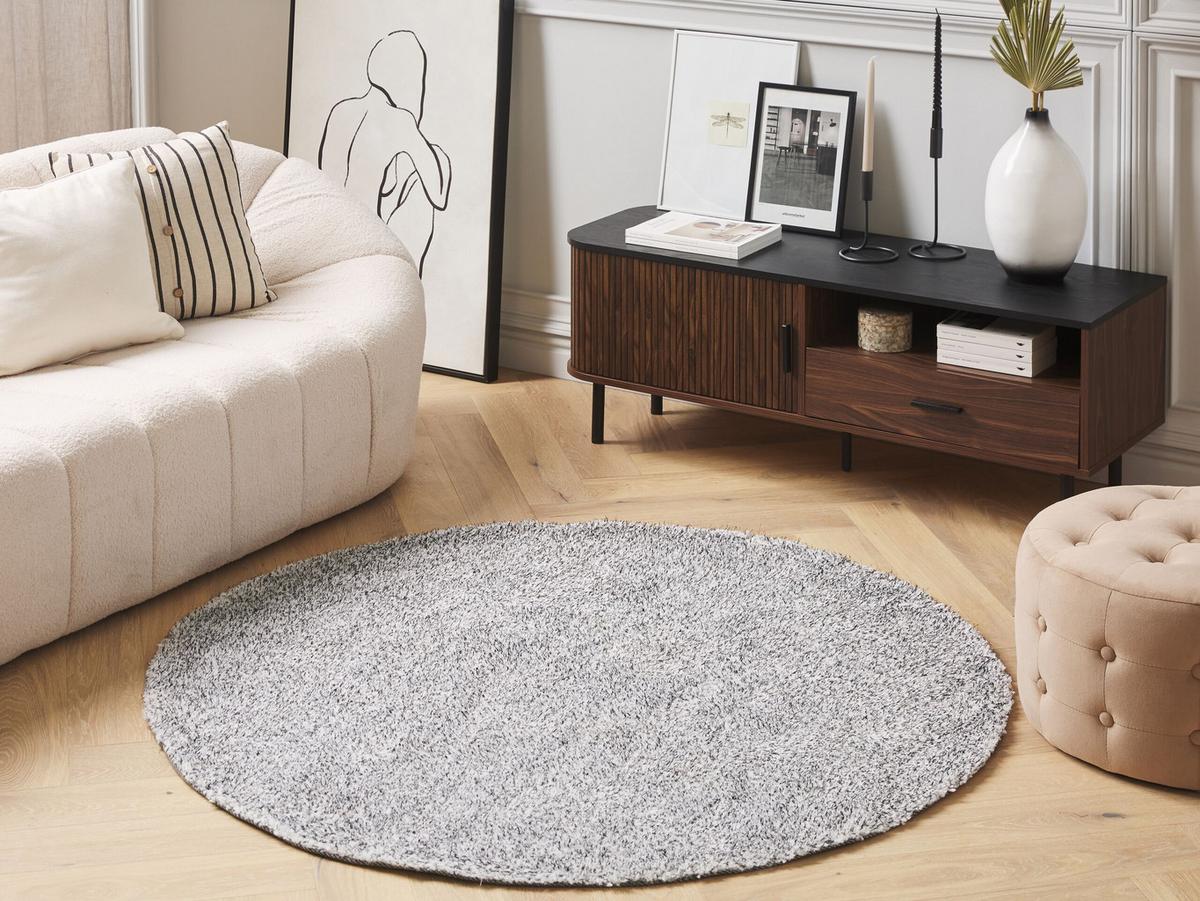 SHAGGY-TEPPICH Demre 140/140 cm - Schwarz, Kunststoff (140/140cm) - Beliani