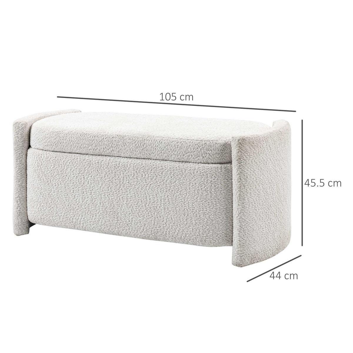TRUHENBANK Samtoptik Creme - Eukalyptusholzfarben/Creme, Holz/Kunststoff (44/45.5/105cm) - HOMCOM