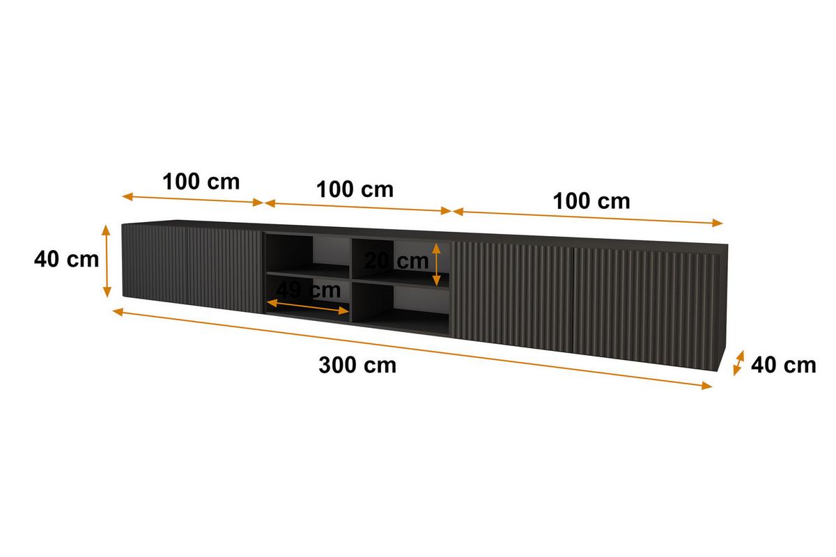LOWBOARD NOA-2-W 3x100x40x40 cm - Schwarz - Schwarz, Holzwerkstoff (300/40/40cm) - ALTDECOR