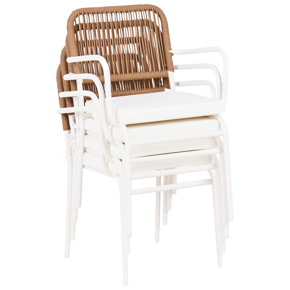 GARTENSTUHL 4er-Set Weiß Taceno - Weiß/Braun, Metall (46/82/52cm) - Beliani