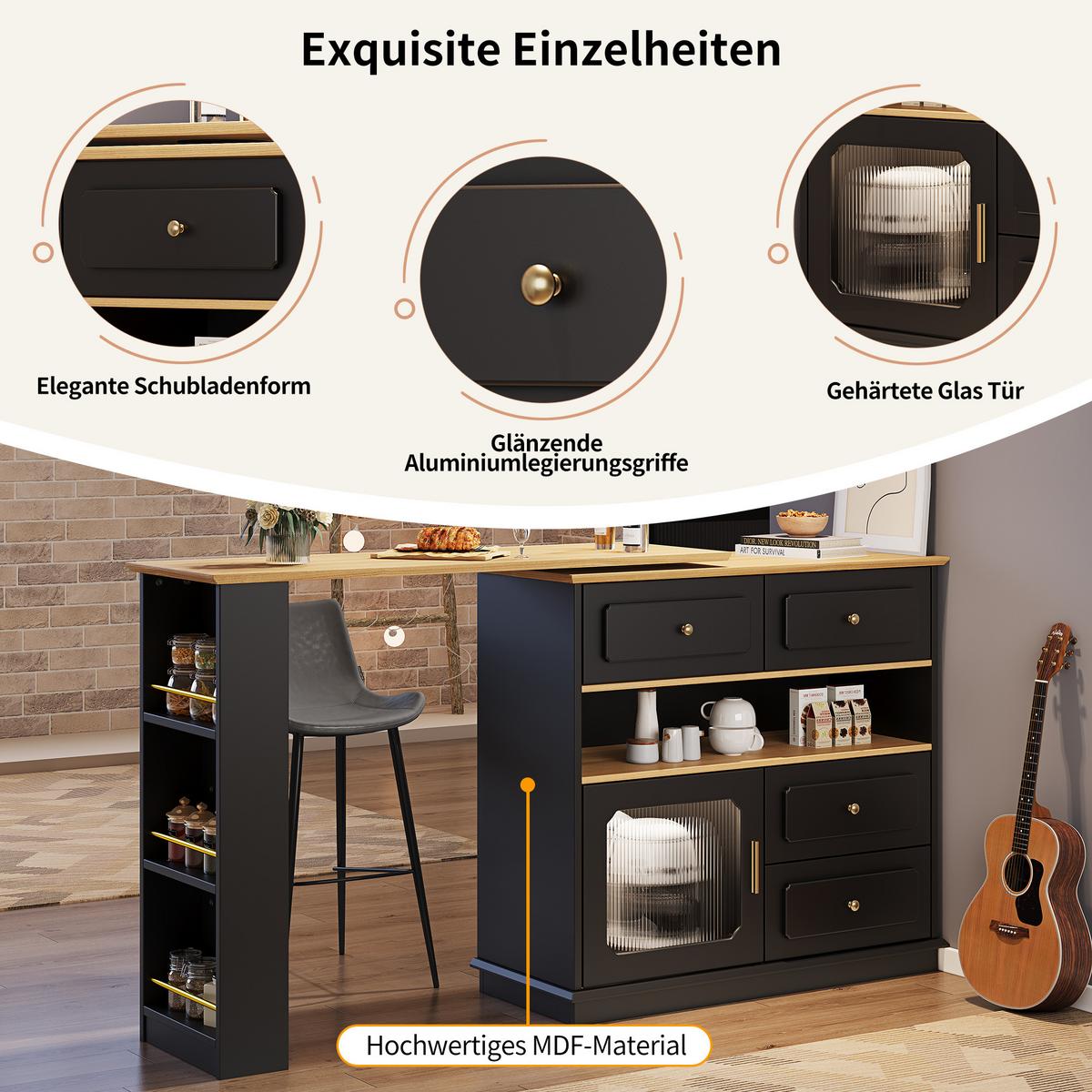 BARTISCH ausziehbarer mit Stauraum Schwarz - Schwarz, Holzwerkstoff/Metall (181/39/105cm) - Urban Meuble