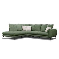 ECKSOFA CALME 5-Sitzer, olive - Schwarz/Olivgrün, Holz/Textil (294/229cm) - Wozimo