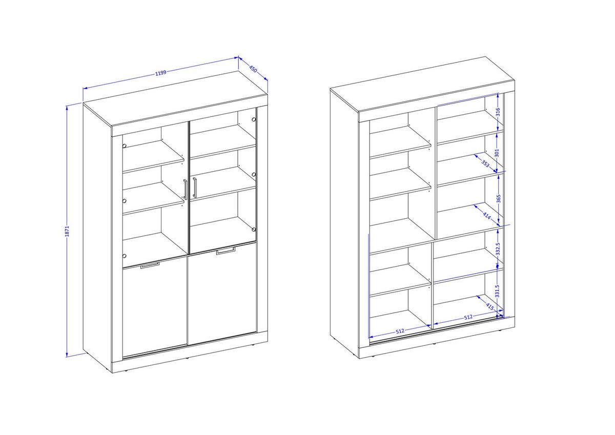 VITRINE DAVOR 187 / 120 cm in Eichefarben - Eichefarben/Schwarz, Holzwerkstoff (120/187/45cm) - MASSENO