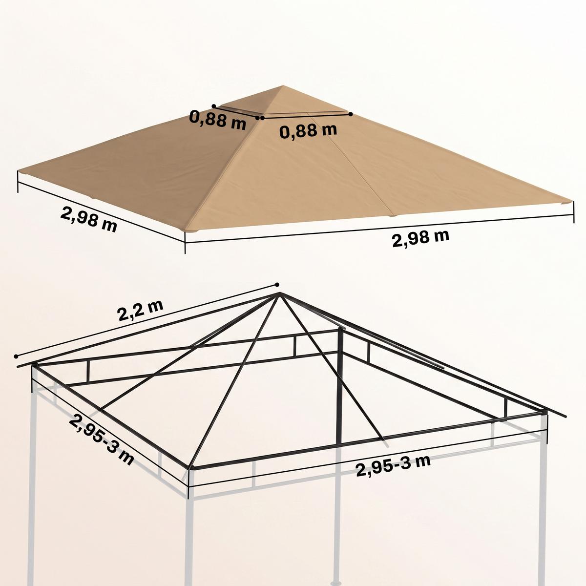 PAVILLONDACH, Sonnenschutz, Beige - Beige, Kunststoff (298/1/298cm) - Outsunny