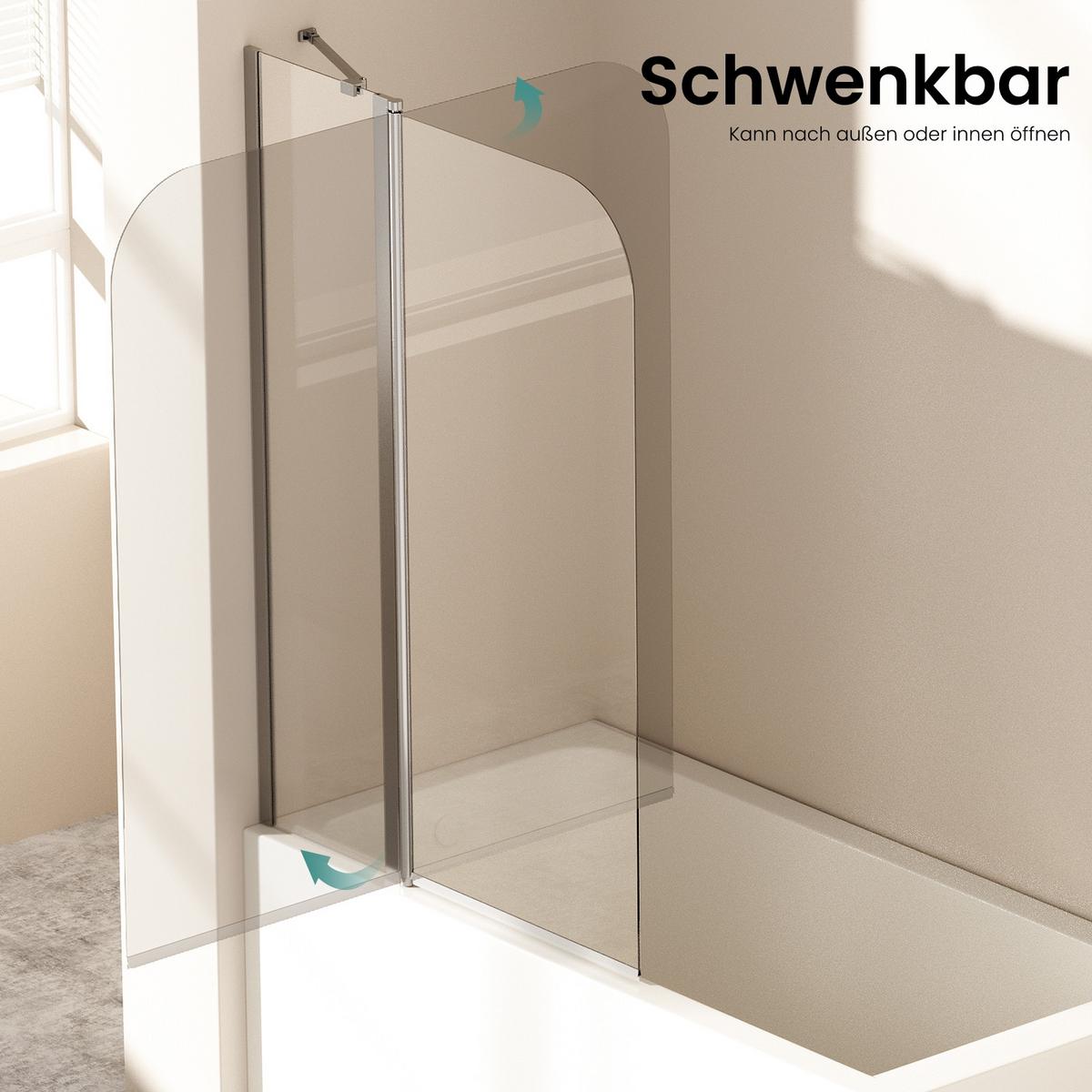 BADEWANNENAUFSATZ mit Festteil und Schwenkfunktion 100/140 cm - Transparent, Glas (100/140cm) - EMKE