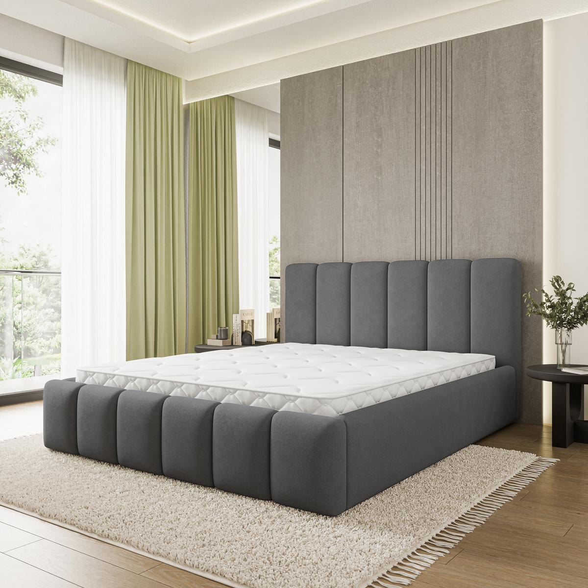 POLSTERBETT ATTORA SR 120x200 cm mit Bettkästen - Graphitfarben - Graphitfarben, Holz (120/200cm) - MASSENO