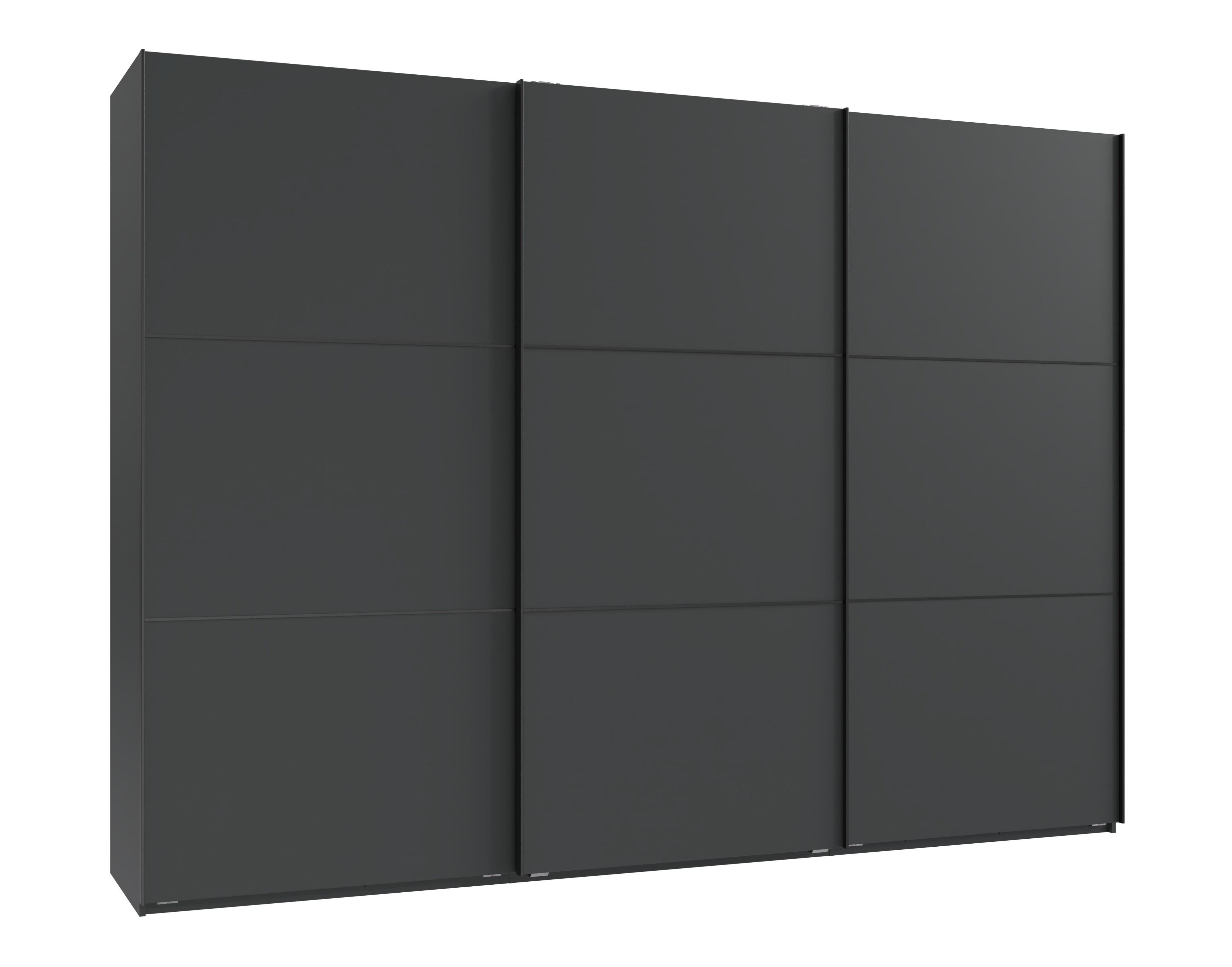 SCHWEBETÜRENSCHRANK 3-türig B300/H216/T65 cm in Anthrazit, Kleiderschrank inkl. Vollausstattung / 22018 - Anthrazit/Rot, Holzwerkstoff/Metall (300/216/65cm) - luma-home