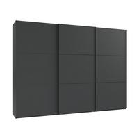 SCHWEBETÜRENSCHRANK 3-türig B300/H216/T65 cm in Anthrazit, Kleiderschrank inkl. Vollausstattung / 22018 - Anthrazit/Rot, Holzwerkstoff/Metall (300/216/65cm) - luma-home