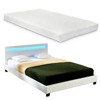 POLSTERBETT Paris mit Matratze und LED-Beleuchtung - Weiß, Textil (180/200cm) - Corium